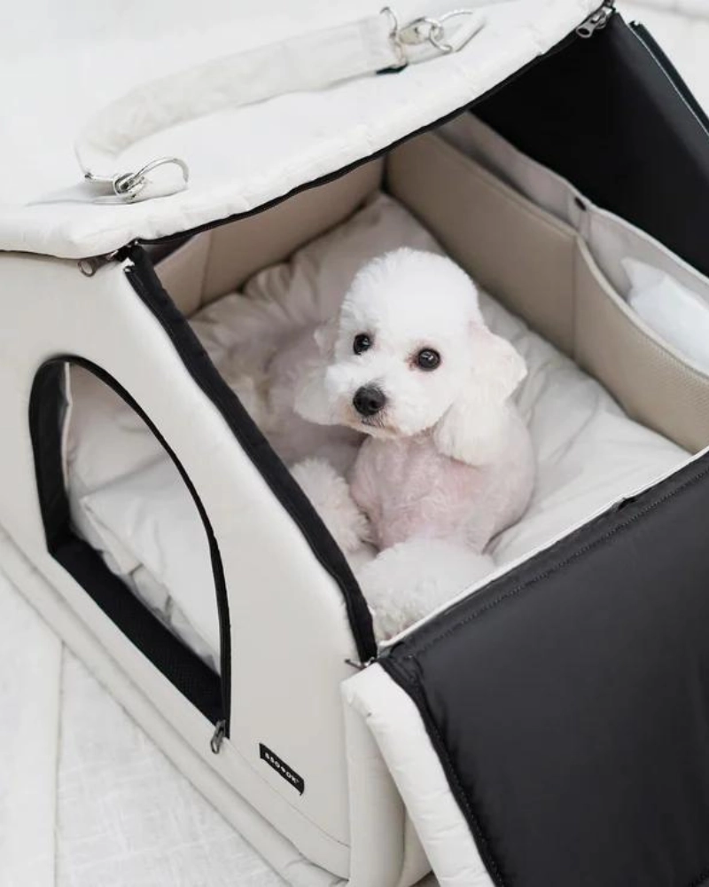 2-In-1 Pet Bed w/ Handles in Black or Beige (FINAL SALE)