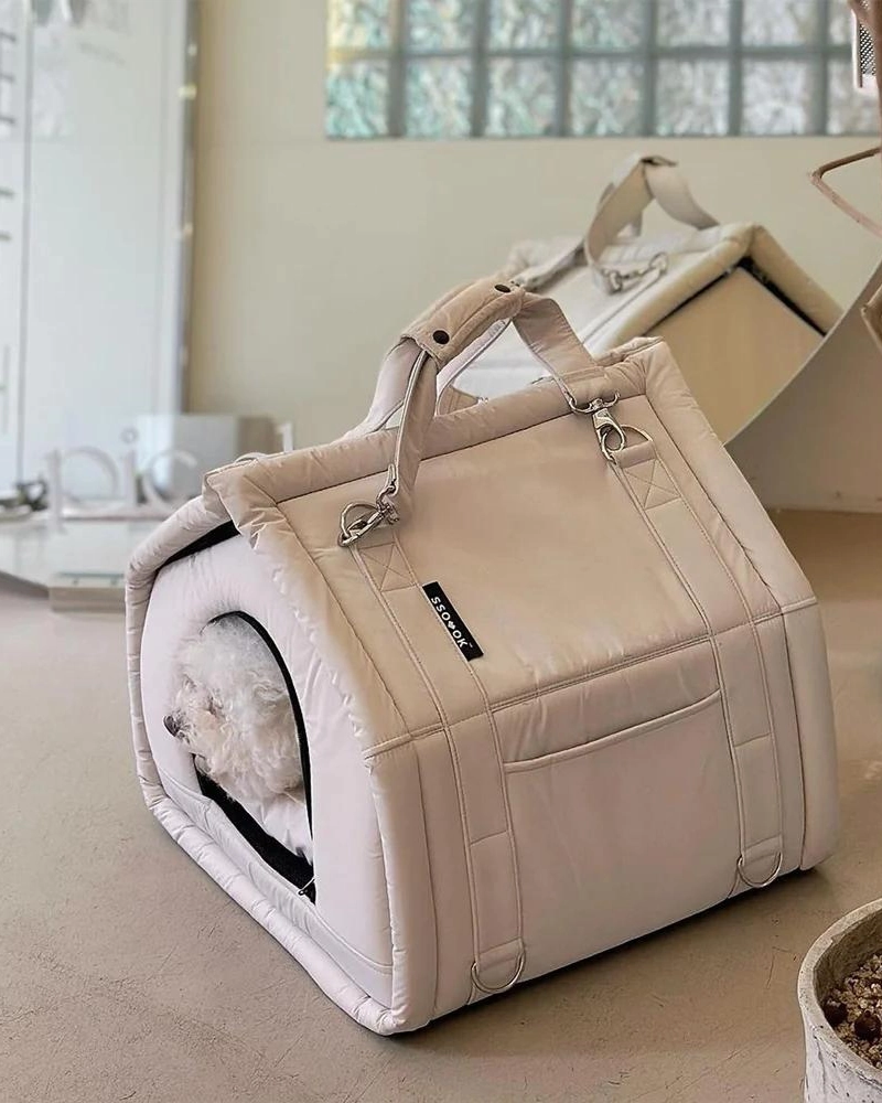 2-In-1 Pet Bed w/ Handles in Black or Beige (FINAL SALE)