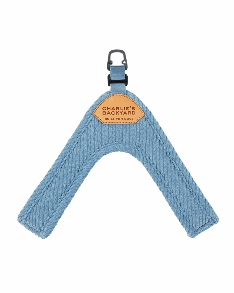 "Roy" Corduroy Buckle Up Easy Dog Harness in Baby Blue