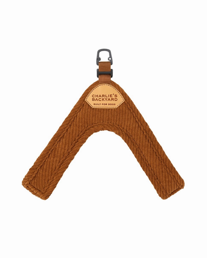 "Roy" Corduroy Buckle Up Easy Dog Harness in Caramel