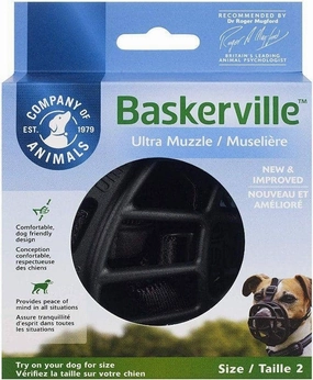 Baskerville Ultra Muzzle for Dogs - Size 2 - Dogs 12-25 lbs - (Nose Circumference 10.5")