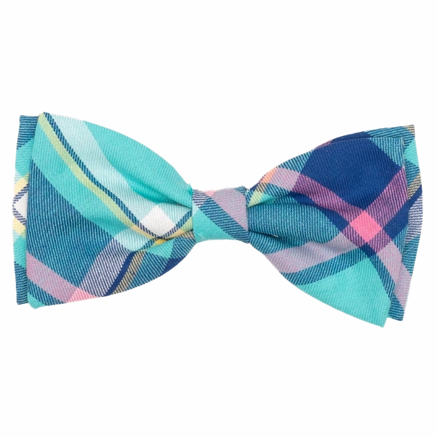 Bow Tie | Aqua & Navy Plaid