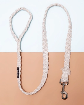 Braided Fisherman Dog Leash in Off-White (Made in the USA)