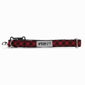 Cat Collar | Bias Buffalo Plaid Red
