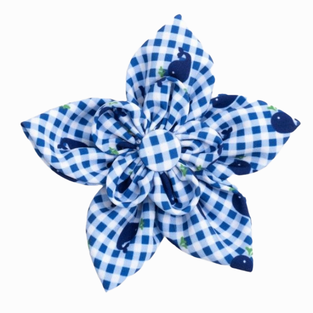 Collar Flower | Blue Gingham Whales