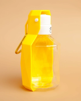 Dog Travel Water Bottle with Foldout Bowl in Yellow