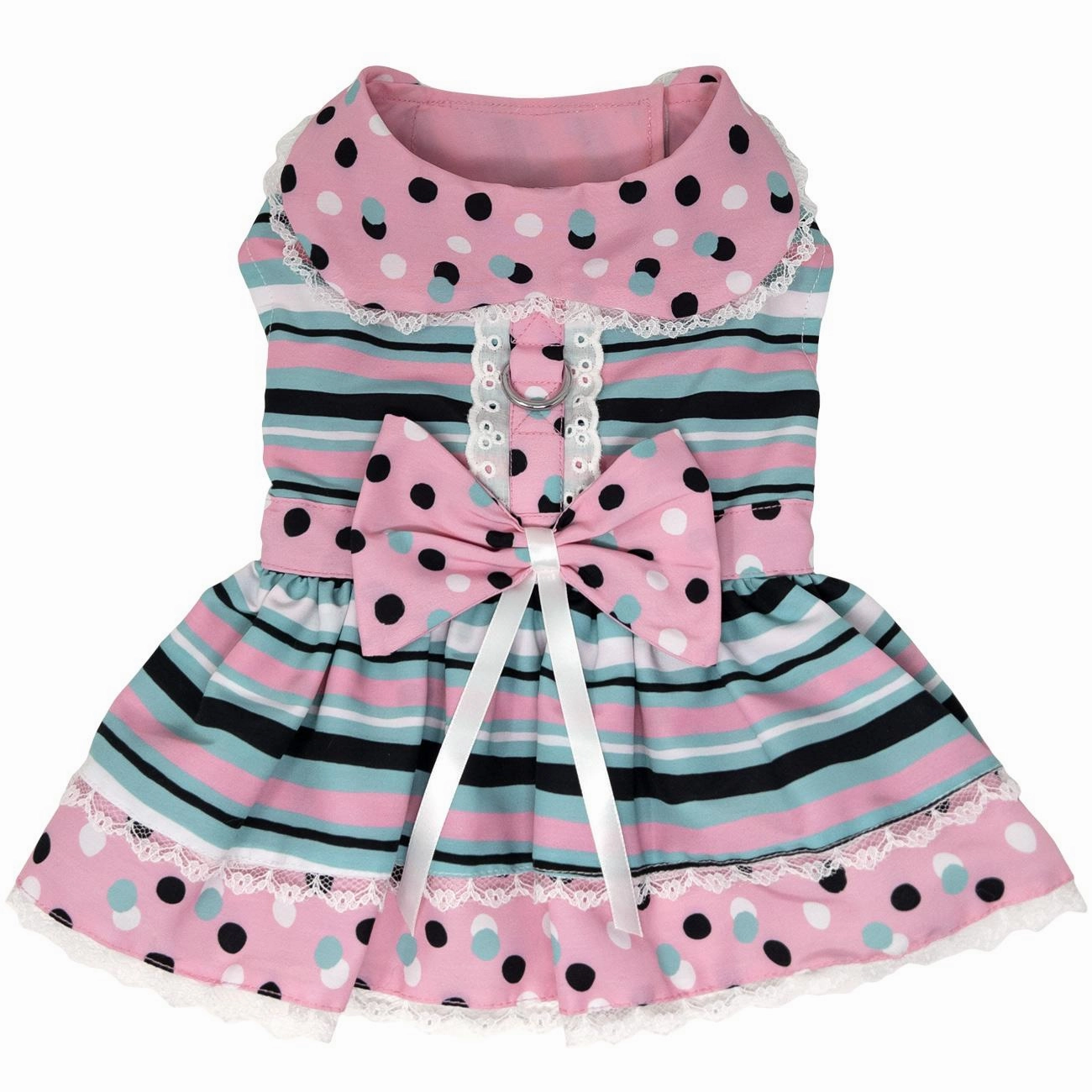 Dress | Pink & Teal Stripe Dots