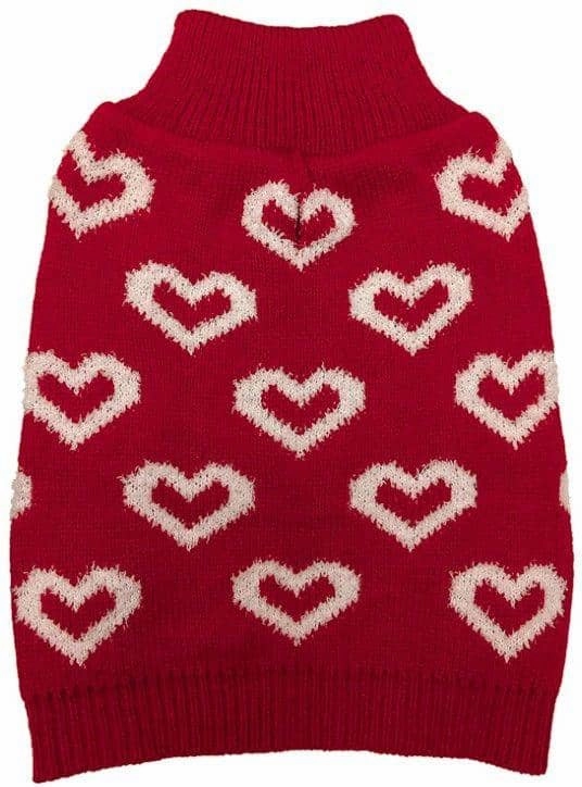 Fashion Pet All Over Hearts Dog Sweater Red - Medium