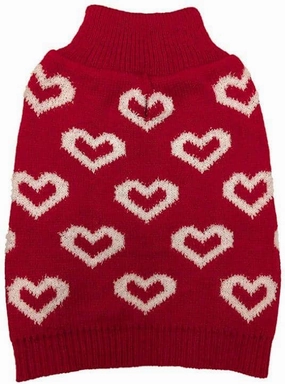 Fashion Pet All Over Hearts Dog Sweater Red - Medium