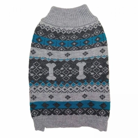 Fashion Pet Nordic Knit Dog Sweater - Gray - Medium (14"-19" Neck to Tail)