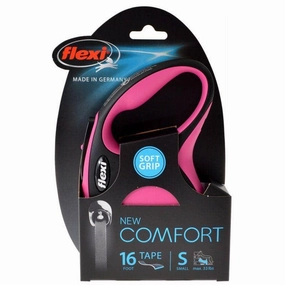 Flexi New Comfort Retractable Tape Leash - Pink - Small - 16' Tape (Pets up to 33 lbs)