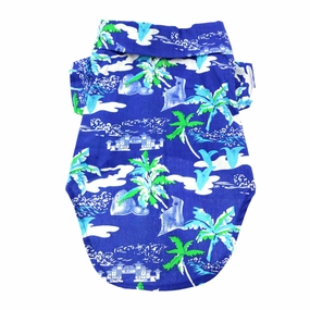 Hawaiian Camp Shirt | Ocean Blue & Palms