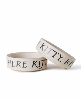 Here Kitty Kitty Stoneware Pet Bowl