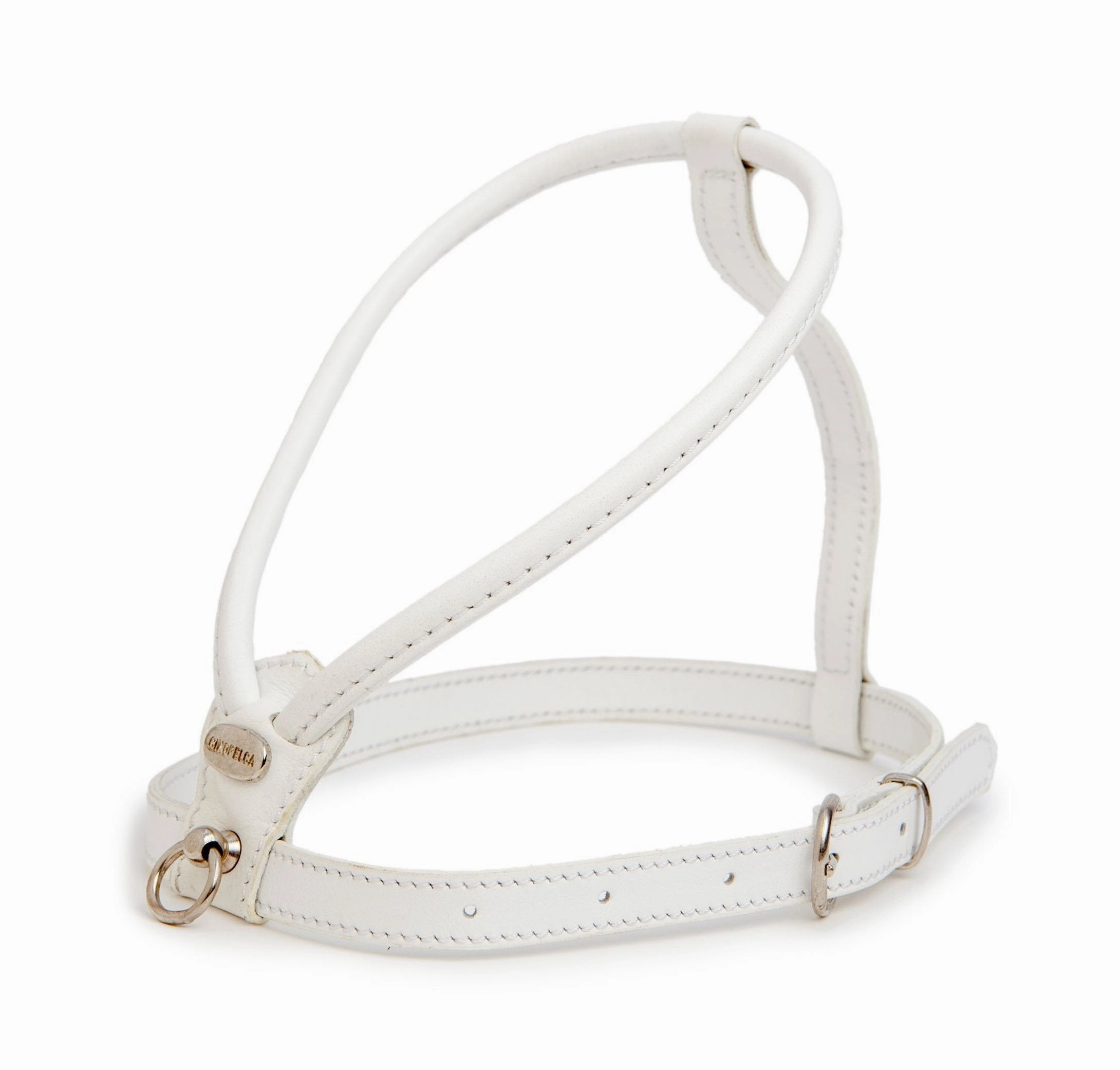 Italian Leather Dog Harness in Ultra White