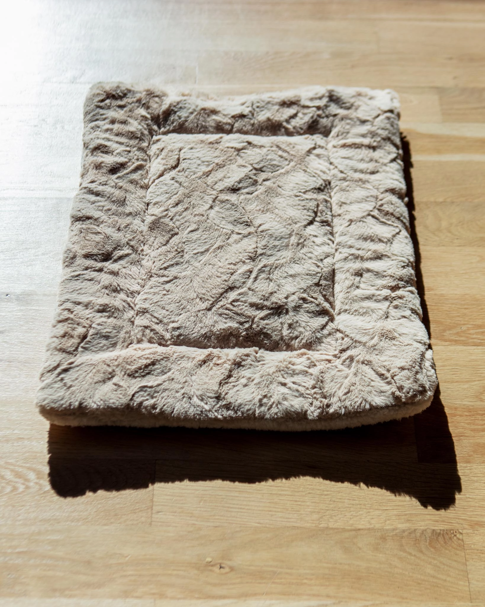 Minky Faux Fur Fleece Pet Napping Mat in Latte (Made in the USA)