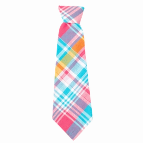 Neck Tie | Turquoise & Pink Multi-Colored Madras Plaid