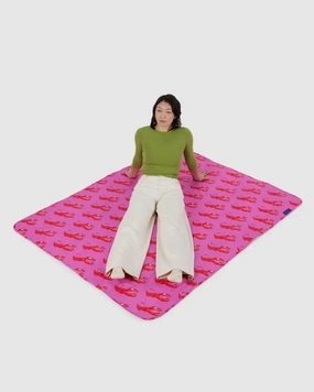 Pink Lobster Puffy Picnic Blanket