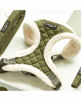 Quilted Adjustable Dog Harness in Khaki