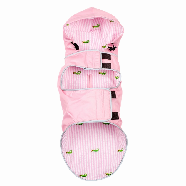 Raincoat | Pink Stripe Alligators