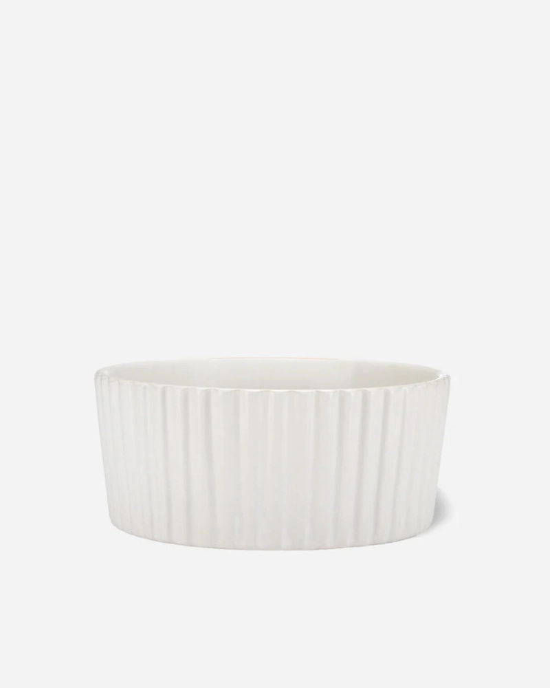 Ripple Ceramic Dog Bowl in White