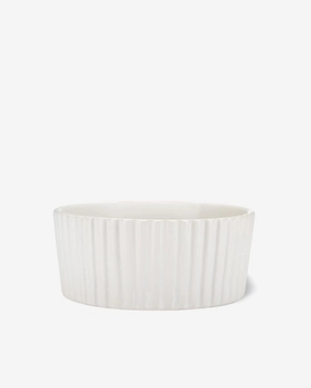 Ripple Ceramic Dog Bowl in White