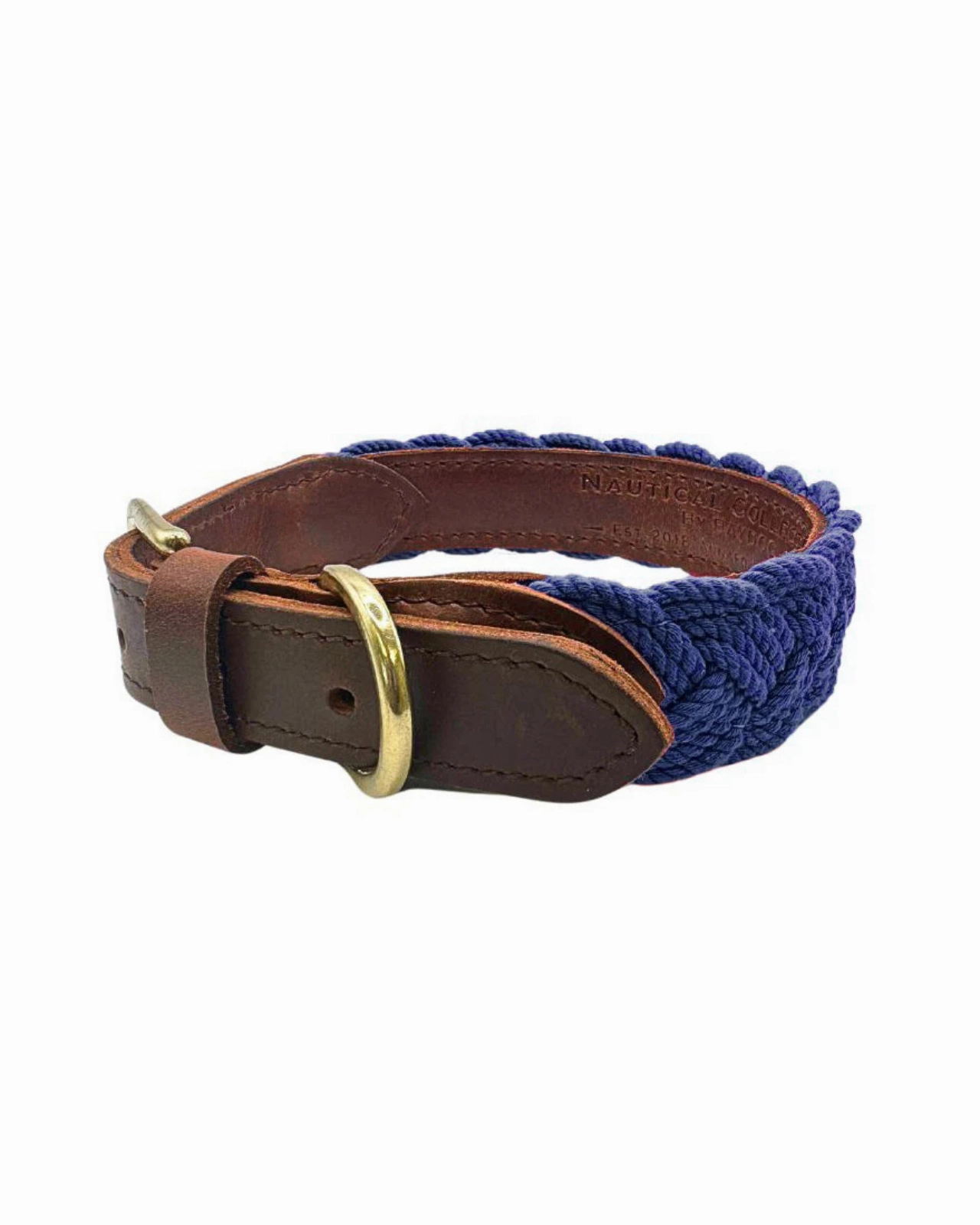 Seaside Cotton Woven Rope Dog Collar in Navy