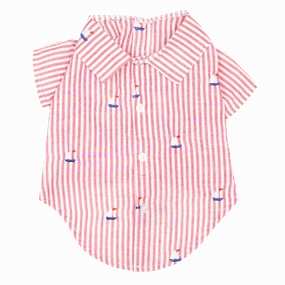 Shirt | Red Stripe Sailboats