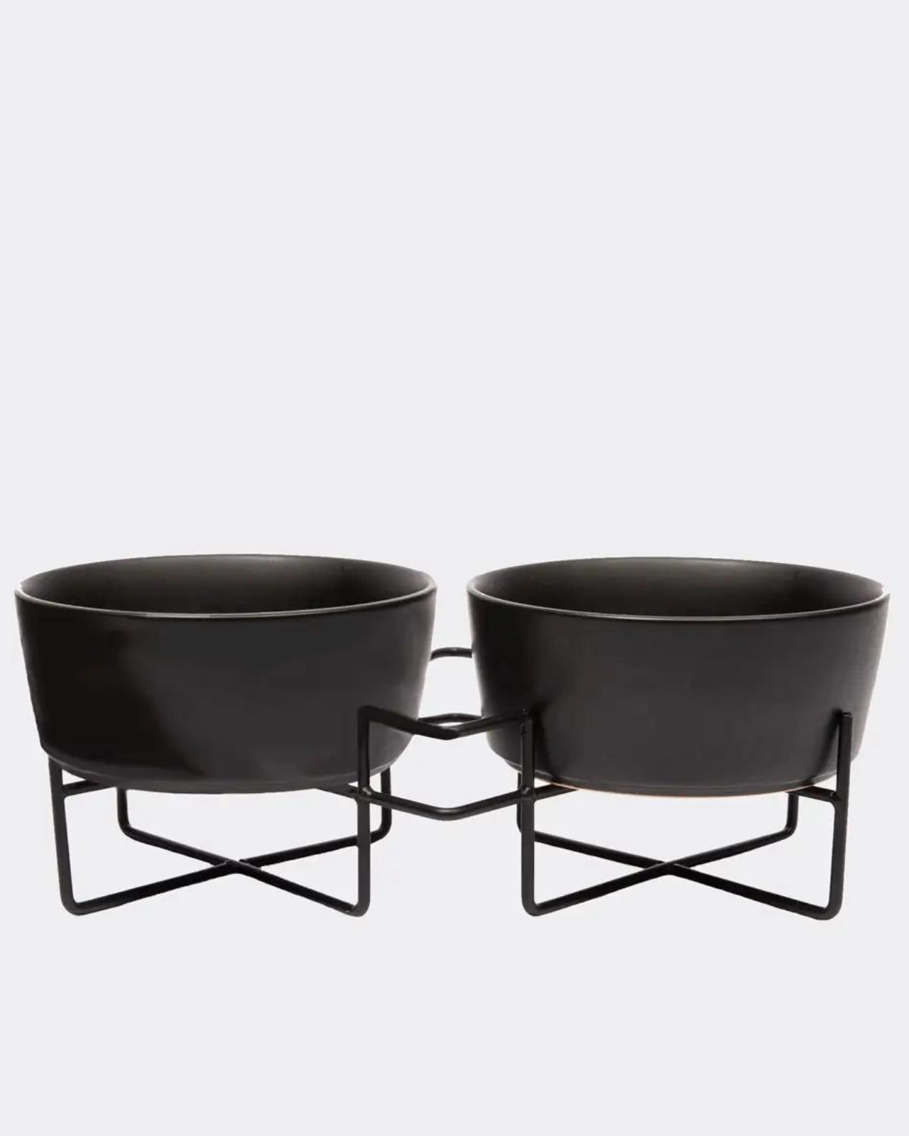 Simple Solid Double Feeder Bowl   Bowl Stand in Black