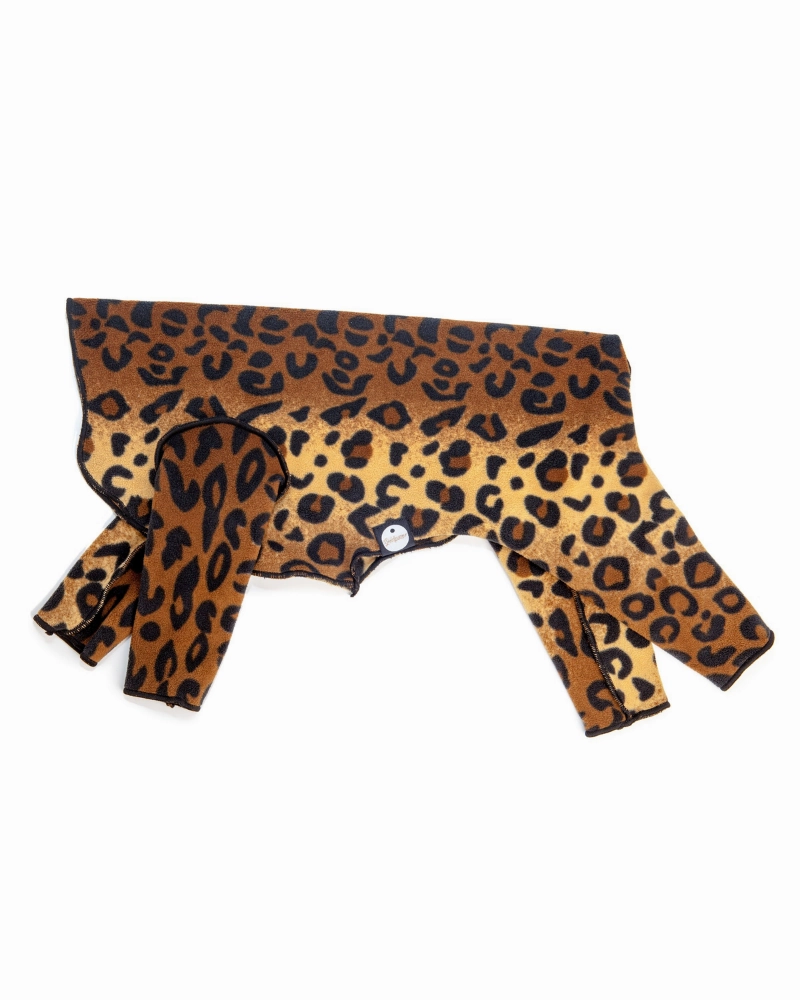 Stretch Fleece Onesie in Leopard (Made in the USA, DOG & CO.   GOLD PAW Exclusive!)