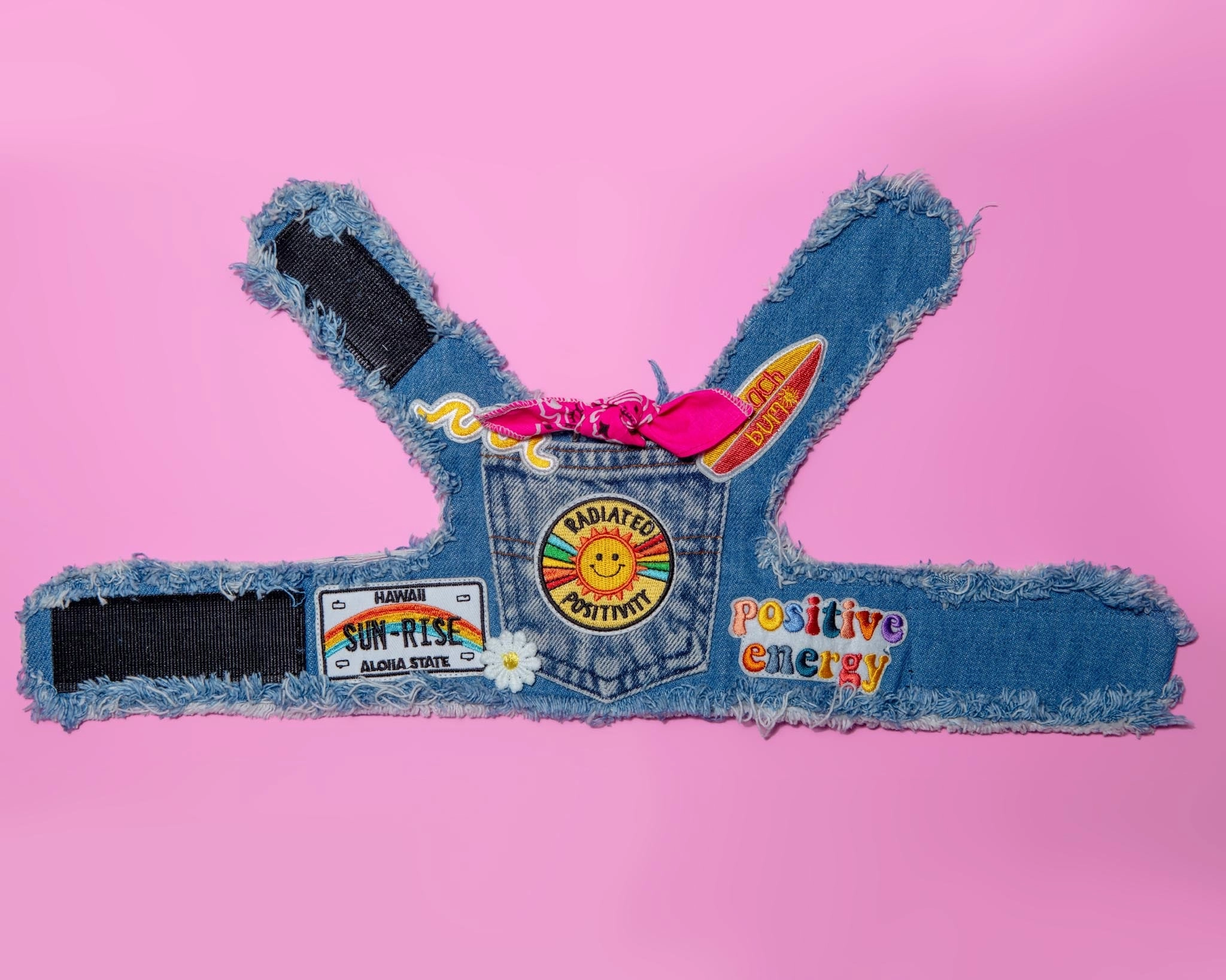 Sunshine Positivity Denim Dog Harness (Made in the USA)