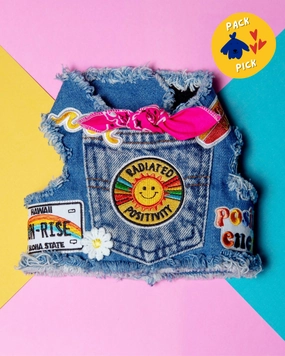 Sunshine Positivity Denim Dog Harness (Made in the USA)