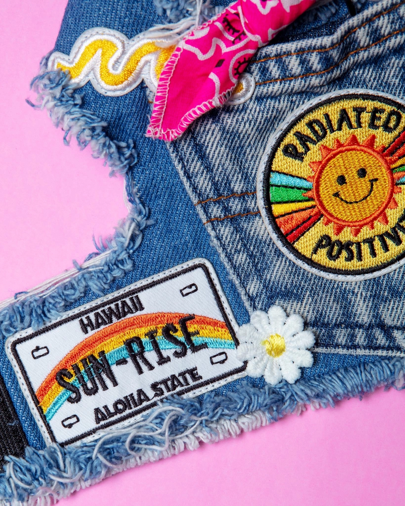 Sunshine Positivity Denim Dog Harness (Made in the USA)