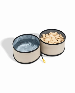 Superbowl Double Dog Travel Bowl in Con Leche