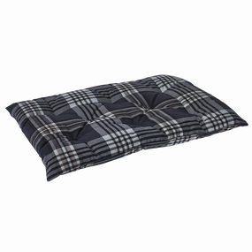Tufted Cushion | Greystone Tartan Plaid Microvelvet