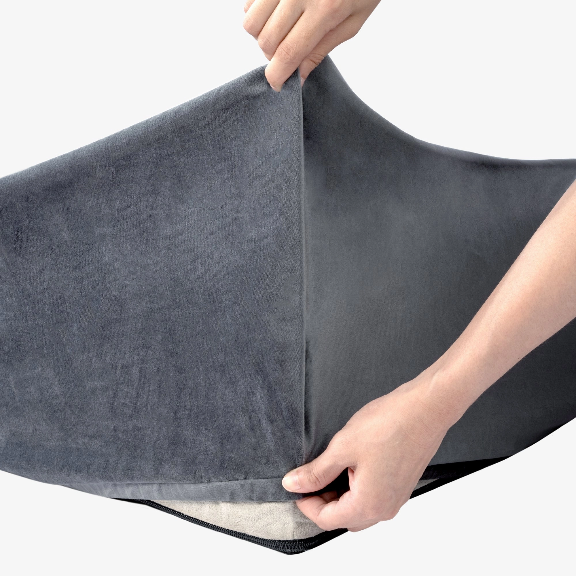 Velvet Easy Fit Dog Bed Cover - Charcoal